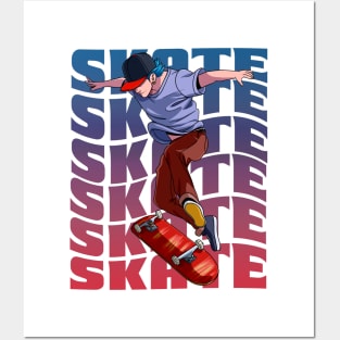 Skateboarder 360 Tre Flip Skater Skate Sk8er Boi Posters and Art